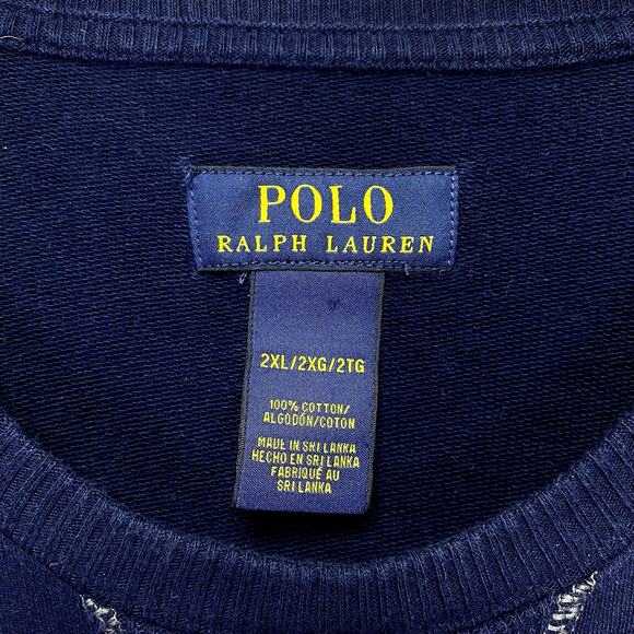 Polo RALPH LAUREN Varsity Patch Raglan Long Sleeve T-shirt 2XL Blue Grey Preppy - Picture 4 of 8